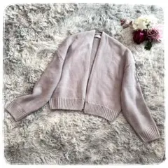 【フィフス】ニットカーディガン アクリル100％ ラベンダー系 ／ショート丈