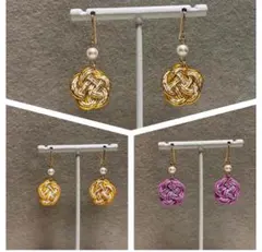 水引き&スワロフスキークリスタルパール　ピアス