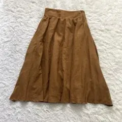 レスポアール　レザー調フレアスカート　Lサイズ　ブラウン　秋冬コーデ