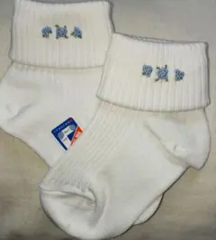 手刺繍入り三つ折りソックス　白　幼稚園小学校お受験　発表会　結婚式