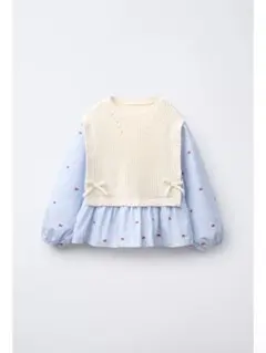 ZARA baby 人気 リボン付きニットベスト ブラウス 新品 110cm