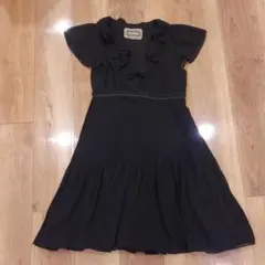 レイビームス 黒ワンピース カジュアルパーティードレス シフォン