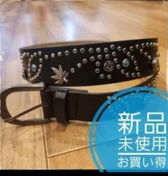 【新品未使用】スタッズベルト ターコイズ y2k フラワー ウエスタン w3