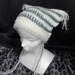 ハンドメイド 猫耳ニット帽
