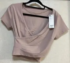 GU　カシュクールT　半袖　M タグ付き　ピンク