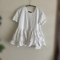 ZARA ホワイト フリル Tシャツ