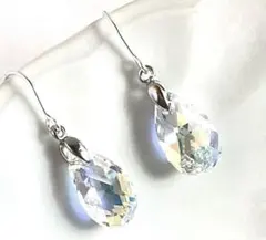 スワロフスキー ピアス  silver925  雫　しずく　オーロラ