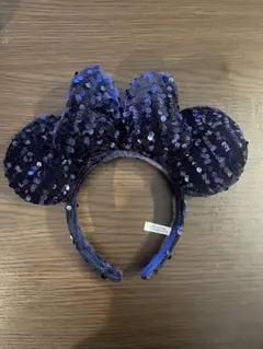 ミッキー型ネイビーのスパンコールカチューシャ