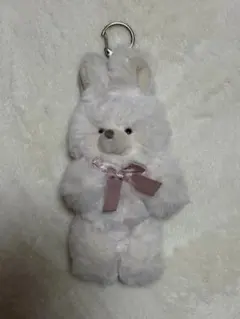 ふわふわ うさぎ キーホルダー ホワイト