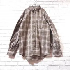 訳あり【ナイスクラップ】オーバーサイズボリュームスリーブチェック柄長袖シャツ