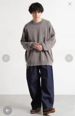 ピグメント/フラワー刺繍ステッチクルーネックニット