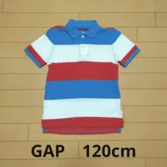 GAP 半袖ポロシャツ Sサイズ 120cm☆ブルー/赤/白/ボーダー☆新品同様