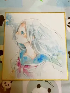 水彩　女の子　少女　イラスト　手描き