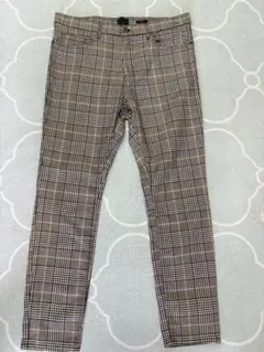 H&M メンズ スキニーフィット チェックパンツ