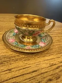 オールドノリタケ メイプルリーフ 薔薇絵 モカカップ＆ソーサー - メルカリ