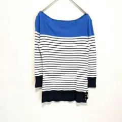 ローレンラルフローレン　　ボーダーリブニット　ボートネック 　S　レースアップ