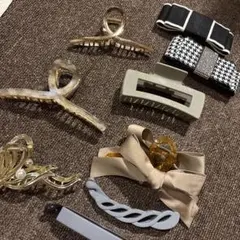 ヘアクリップセット クリア ゴールド ベージュ 9点セット