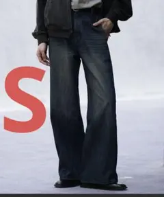 WYM LIDNM CURVED FLARE DENIM SLACKS Sのサムネイル