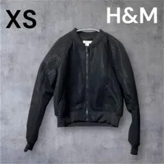 H&M ブルゾン XS ブラック 上着 ジップ 無地 カジュアル USED 冬