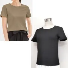 【未使用】GU ACTIVE　コンパクト丈ワッフルTシャツ　黒　S　吸汗速乾