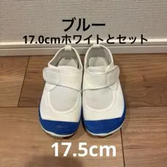 教育パワーシューズ 上履き上靴 ブルー 17.5cm ホワイト17.0cm