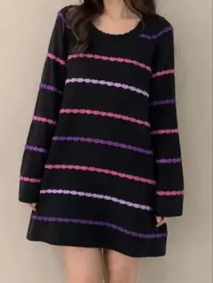 rich ボーダーミニニットワンピース