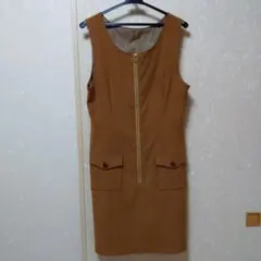 ひざ丈ワンピース　ブラウン　レディース L