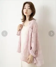 【新品】カスタネ　Kastane シアージャガードレースシャツ　ピンク