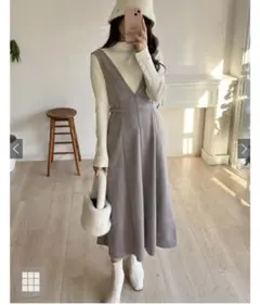 GRLサイドベルトスエードポンチフレアジャンパースカート[dk933a] M