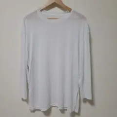 ホワイト 長袖 Tシャツ 透けあり