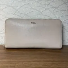 【美品】FURLA フルラ 長財布 ラウンドファスナー レザー ベージュ