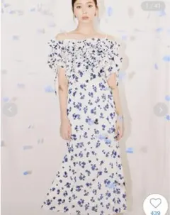 スナイデル ボリュームラッフルフリルプリントワンピース ホワイト 0サイズ