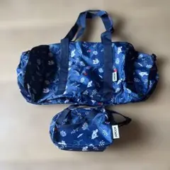 MOOMIN ムック本付録ネイビー花柄ボストンバッグ収納バッグセット