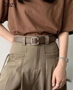 SHEIN DAZY スクエア バックル ベルト コーヒーブラウン