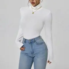 ハイネック スリムフィット シャツ　白　ホワイト　ヒートテック　レイヤード