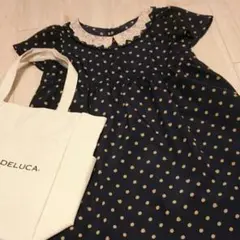 earth music&ecology ドット柄 ワンピース レース襟 丸襟 M