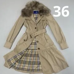 美品BURBERRY BLUE LABEL フォックスファートレンチコート 36のサムネイル