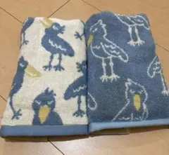 フェイスタオル　ハシビロコウ　トリ　北欧　ブルー