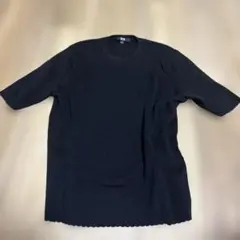 黒 リブ編み 半袖ニット
