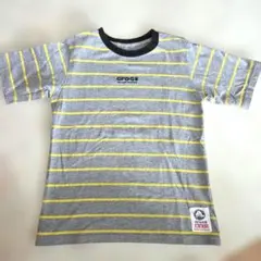 美品　crocs ボーダー Tシャツ グレー イエロー　ワニのサムネイル