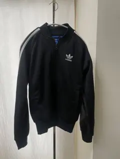 adidas ブラック ジップアップジャケット トラックジャケット