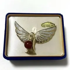 瑪瑙 鳥型ブローチ ゴールドブローチ 昭和レトロ ヴィンテージ