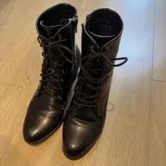 卒業式　袴○23.5ブラックレースアップレザーブーツ