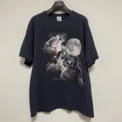 THE MOUNTAIN ウルフ Tシャツ 狼 3匹 月 黒 L
