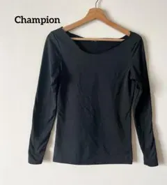 Champion チャンピオン 裏起毛カットソー【L】黒 FITTEDストレッチ