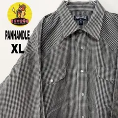 USA古着 PANHANDLE 長袖ウエスタンシャツXL　ダークグリーンホワイト