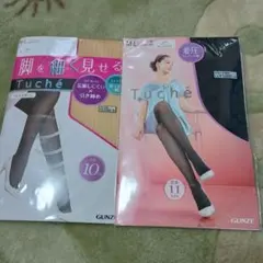 GUNZE トウシェ ストッキング　 M-L　ラインストーン　ベージュブラック