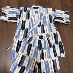 甚平 青と白 幾何学模様 120センチ