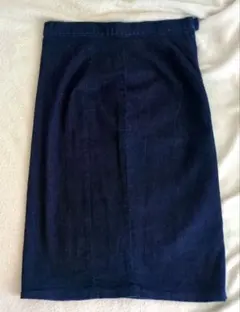 紺 デニム タイトスカート ひざ丈