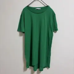 ZARA クルーネックTシャツ　コットン100% グリーン Sのサムネイル